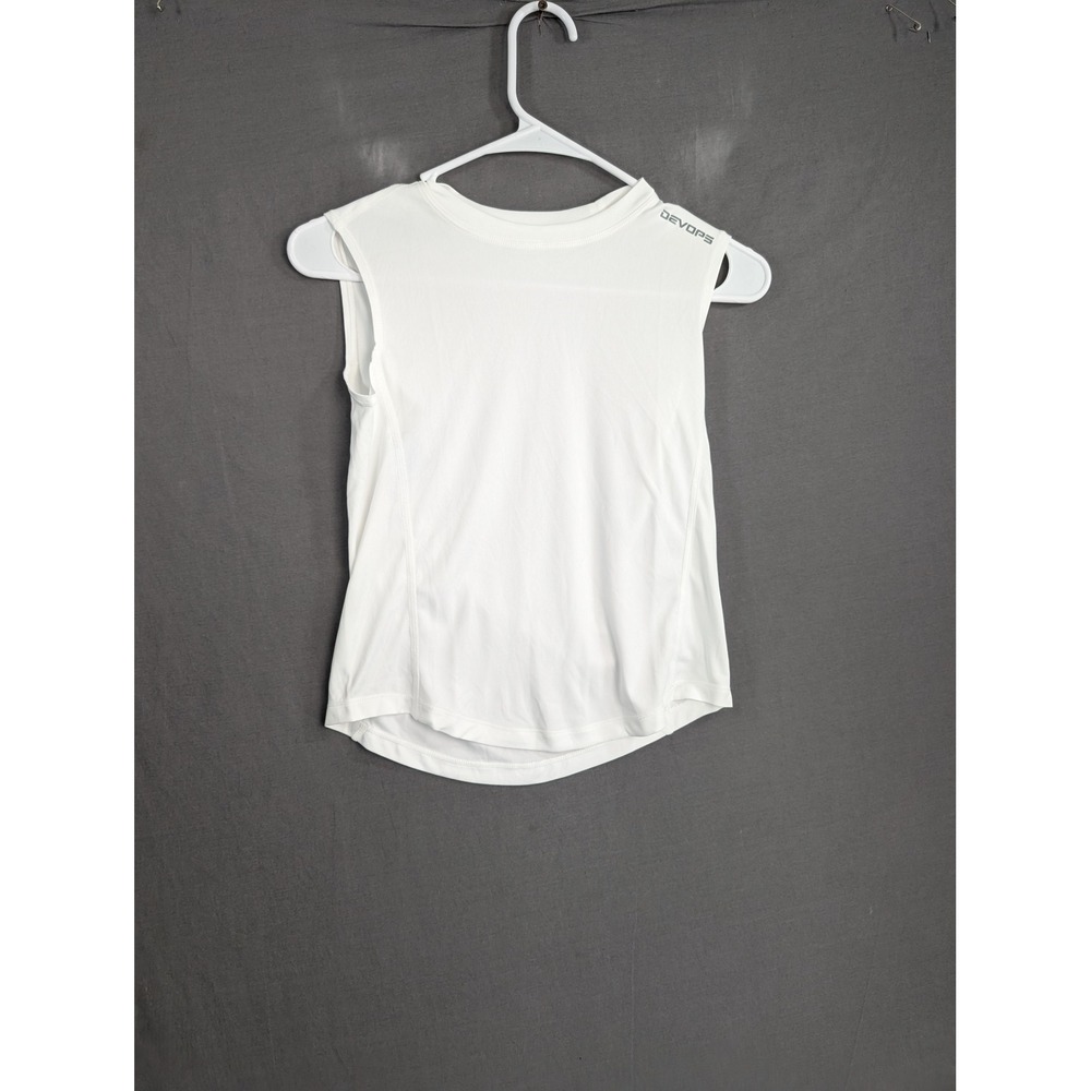 Devops Mens Small White Sleeveless Muscle Shirt Athletic Gym Workout Tank Top